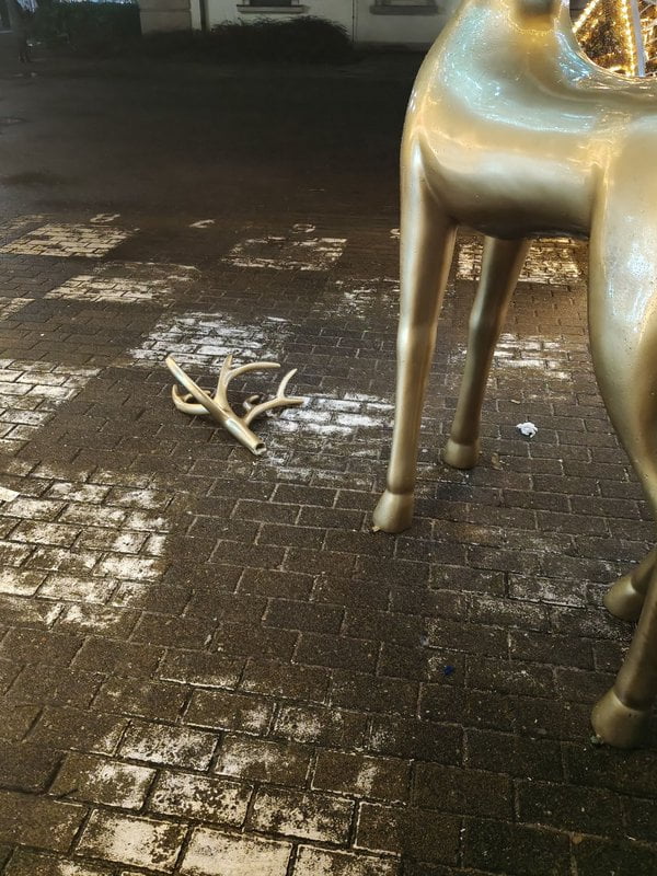 Zniszczona dekoracja świąteczna Foto: fb / Olimpia